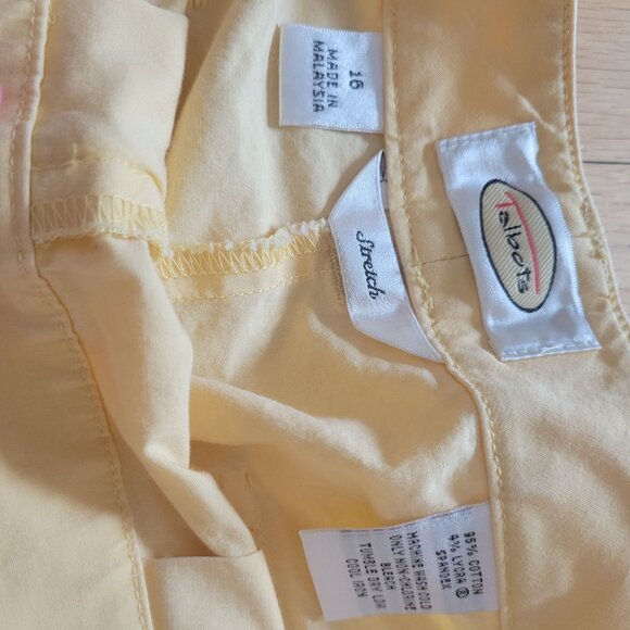 Talbots Womens Yellow Cotton Blend Button-Detail Bermuda Shorts Size 16 - Picture 3 of 4